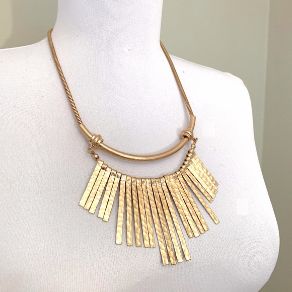 Jewelry - Hammered Gold Fringe Necklace